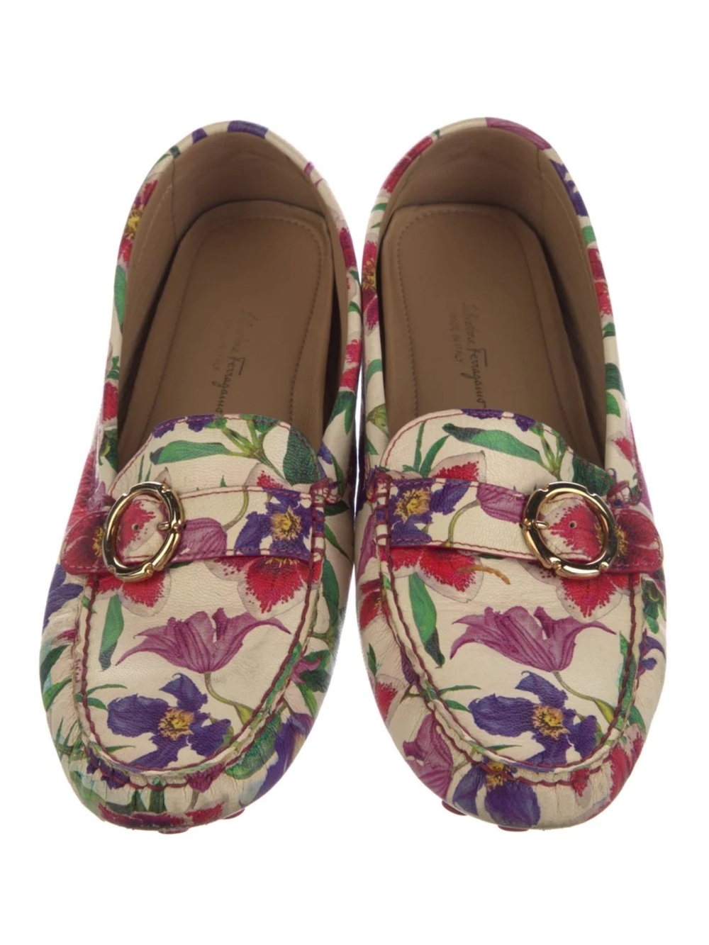 Salvatore Ferragamo Leather Floral Loafers size 9